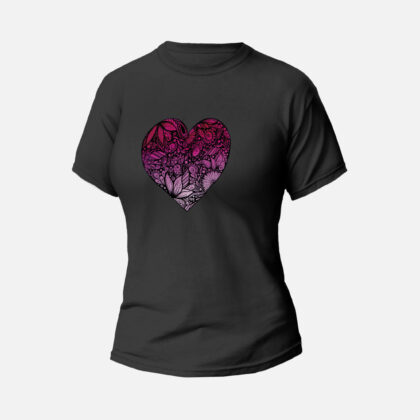Koszulka T-shirt czarna damska Serce - Love Domowe