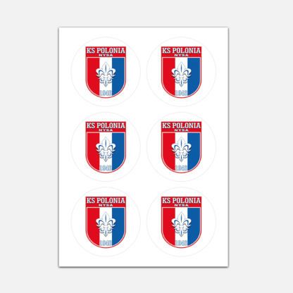 Arkusz naklejek A4 21x29.7cm KS Polonia Nysa Herb Klubu - KS Polonia Nysa