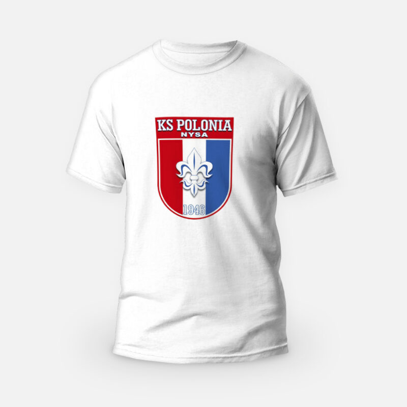 Koszulka T-shirt biała męska KS Polonia Nysa Herb Klubu - KS Polonia Nysa