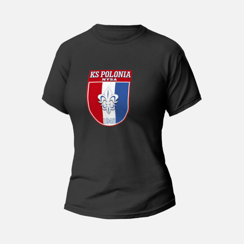 Koszulka T-shirt czarna damska KS Polonia Nysa Herb Klubu - KS Polonia Nysa