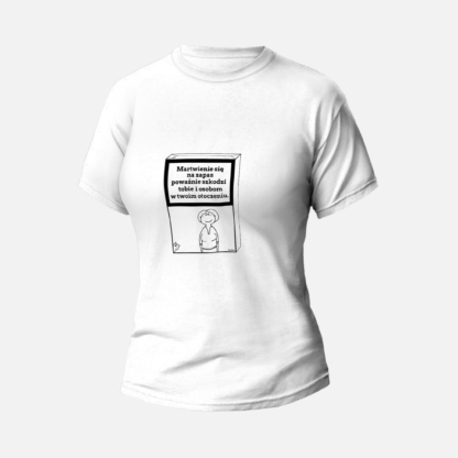 Koszulka T-shirt biała damska Ostrzeżenie - Kura