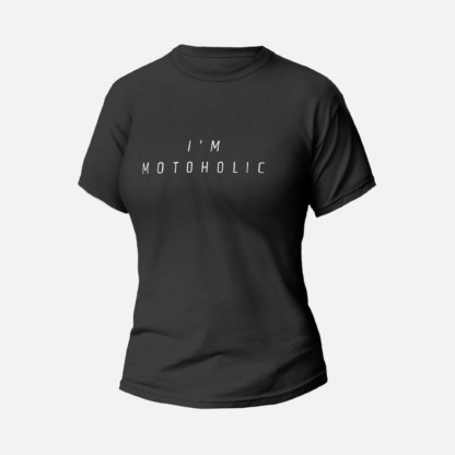 Koszulka T-shirt czarna damska TROCHĘ HUMORU I'M MOTOHOLIC - Drakulowe Motolove