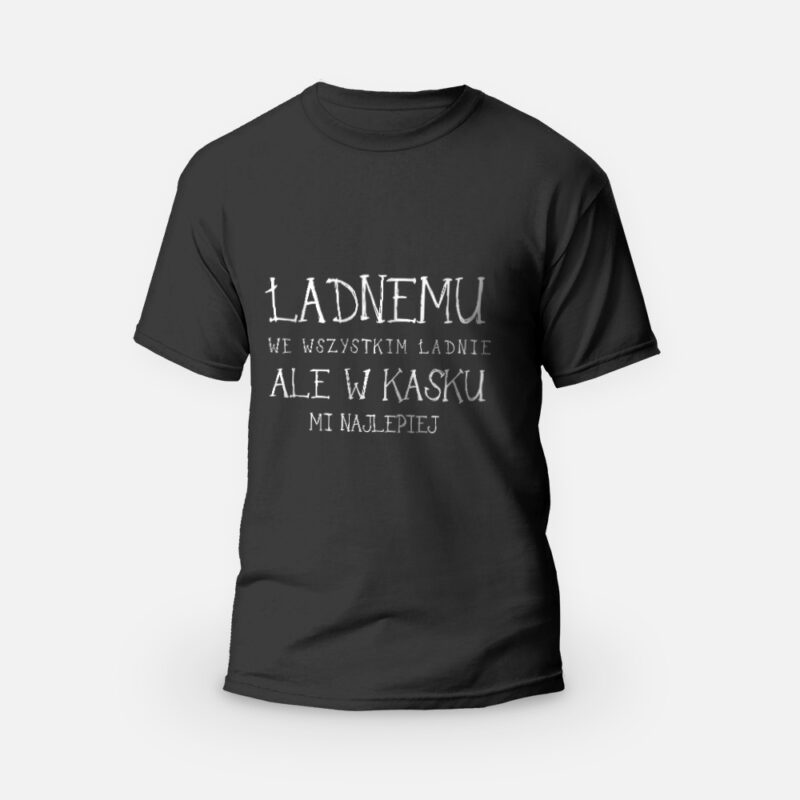Koszulka T-shirt czarna męska TROCHĘ HUMORU W KASKU NAJLEPIEJ - Drakulowe Motolove