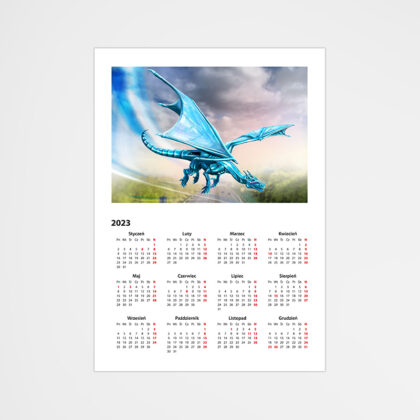 Kalendarz plakatowy 29.7x42cm Smoki Blue Metal Dragon - Running Up That Dream