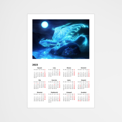 Kalendarz plakatowy 29.7x42cm Smoki Smok Błękitny Fluorescencyjny - Running Up That Dream