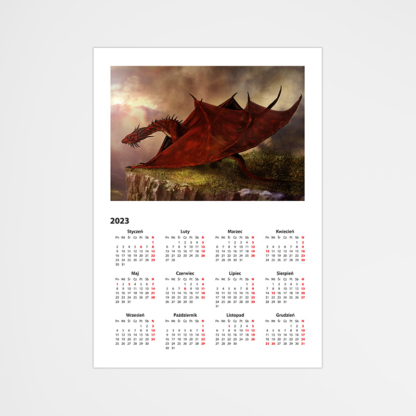 Kalendarz plakatowy 29.7x42cm Smoki Red Hornhead Dragon - Running Up That Dream