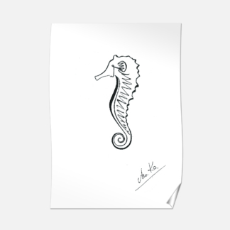 Plakat B2 50x70cm Zwierzęta Line Art Seahorse - Love Domowe