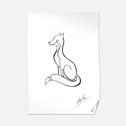 Plakat B2 50x70cm Zwierzęta Line Art Fox - Love Domowe