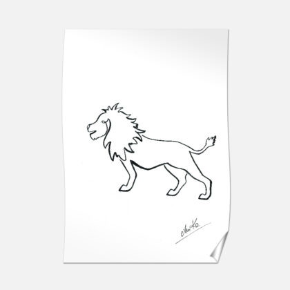 Plakat B2 50x70cm Zwierzęta Line Art Lion - Love Domowe