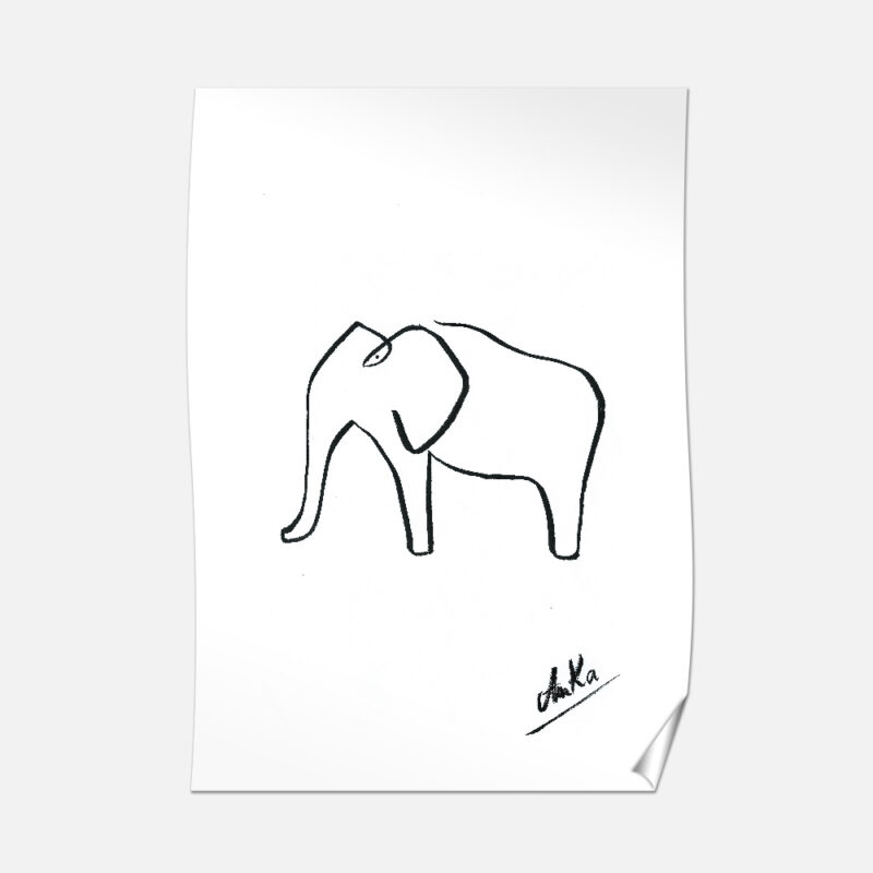 Plakat B2 50x70cm Zwierzęta Line Art Elephant - Love Domowe