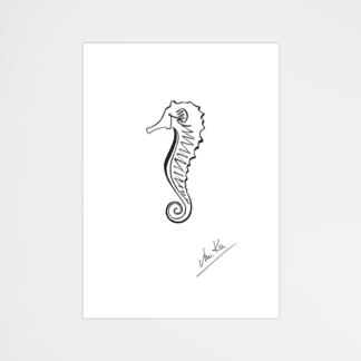 Plakat A3 29.7x42cm Zwierzęta Line Art Seahorse - Love Domowe