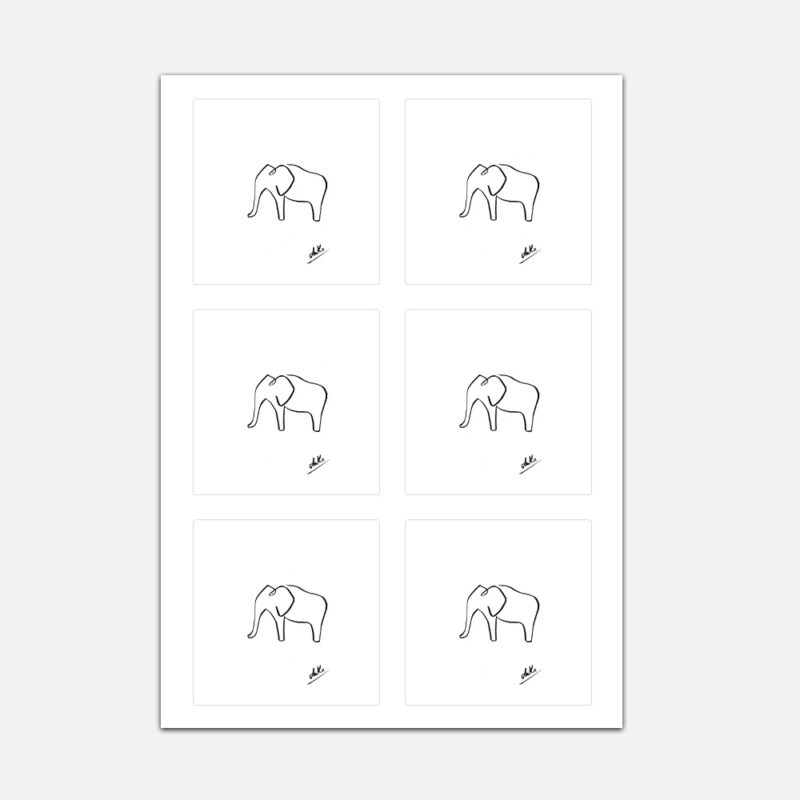 Arkusz naklejek A4 21x29.7cm Zwierzęta Line Art Elephant - Love Domowe