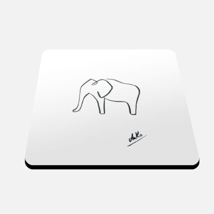 Podkładka pod kubek korek kwadratowa Zwierzęta Line Art Elephant - Love Domowe