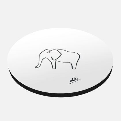 Podkładka pod kubek korek okrągła Zwierzęta Line Art Elephant - Love Domowe
