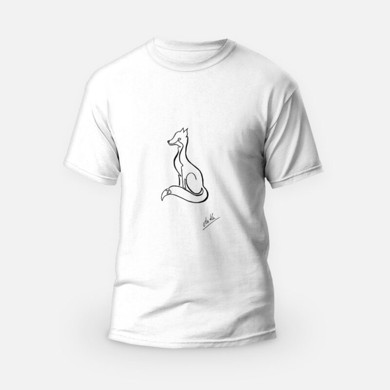 Koszulka T-shirt biała męska Zwierzęta Line Art Fox - Love Domowe
