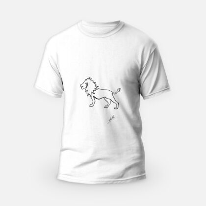 Koszulka T-shirt biała męska Zwierzęta Line Art Lion - Love Domowe