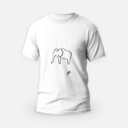 Koszulka T-shirt biała męska Zwierzęta Line Art Elephant - Love Domowe