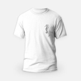 Koszulka T-shirt biała męska Zwierzęta Line Art Seahorse - Love Domowe