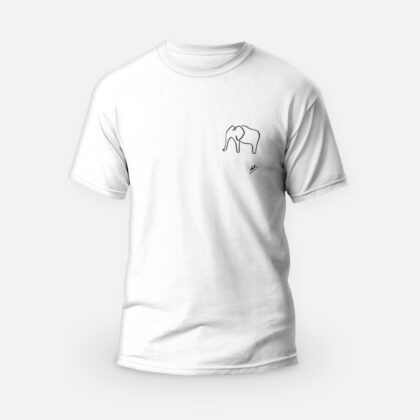 Koszulka T-shirt biała męska Zwierzęta Line Art Elephant - Love Domowe