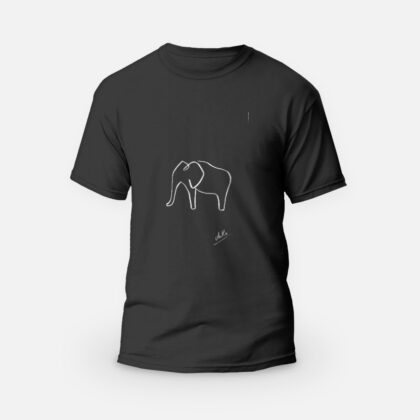 Koszulka T-shirt czarna męska Zwierzęta Line Art Elephant - Love Domowe